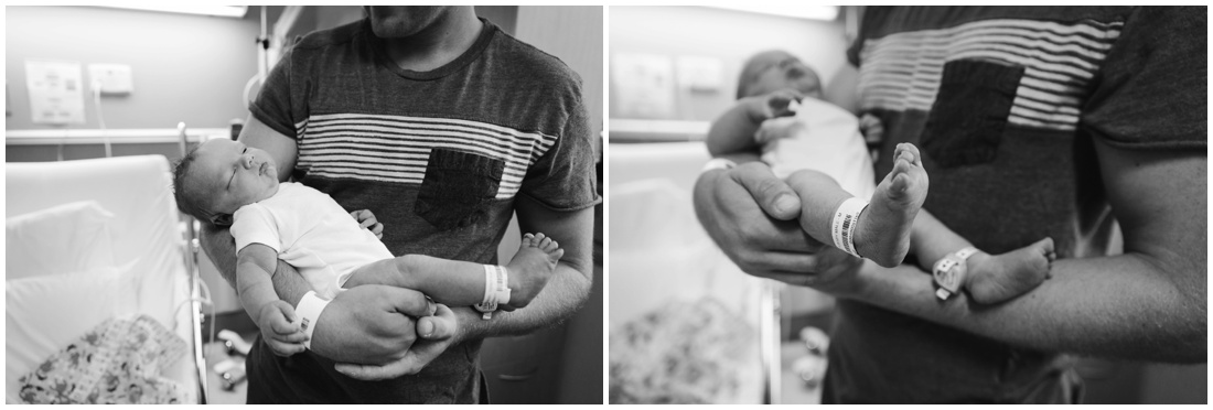 sarnia fresh 48 session, sarnia fresh 48 photographer, brittany vanruymbeke, dad holding newborn in hospital