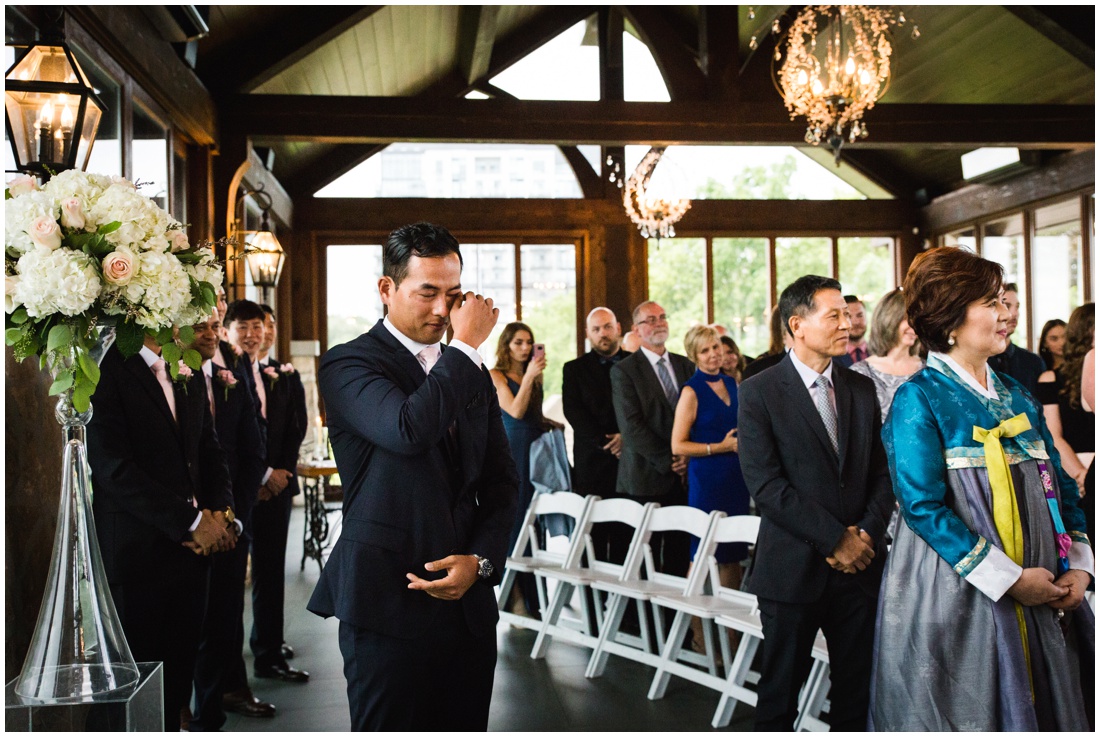 Brittany VanRuymbeke Photos, KW Wedding Photographer, Cambridge Mill Wedding, , groom crying as bride walks down aisle