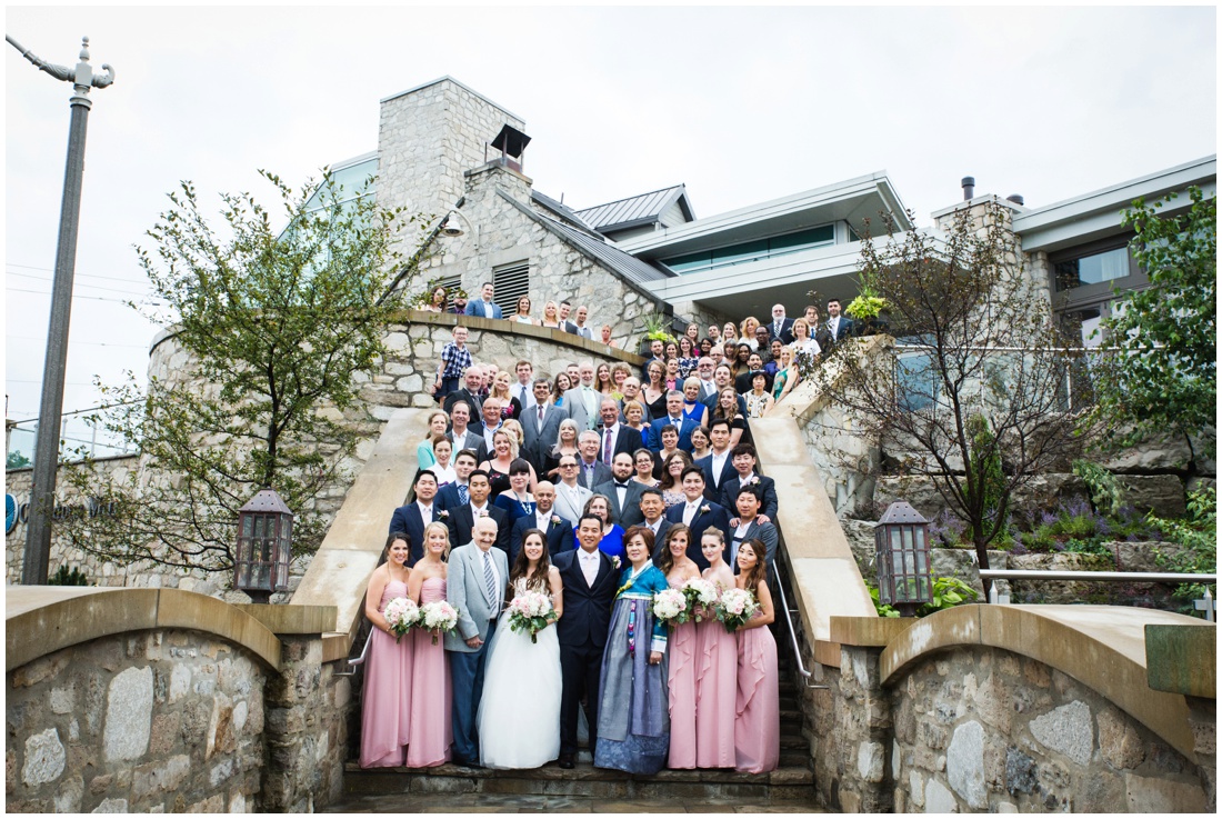 Brittany VanRuymbeke Photos, KW Wedding Photographer, Cambridge Mill Wedding, wedding guests on steps of mill