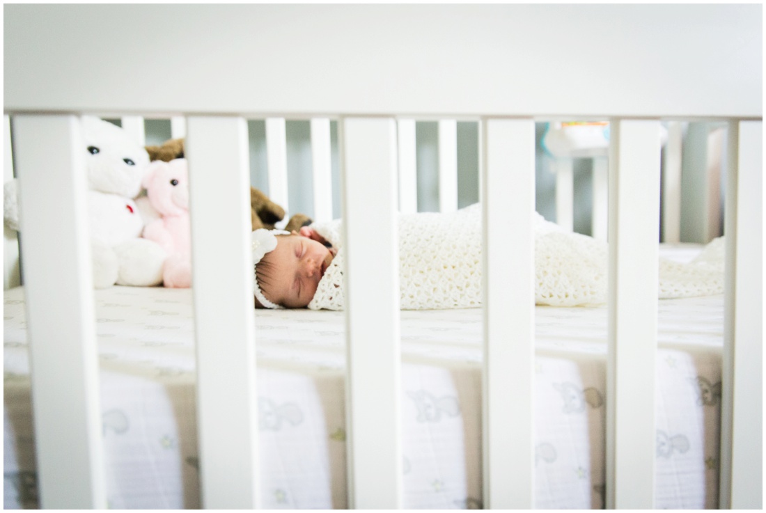 Chatham ON Lifestyle Newborn Photographer, Brittany VanRuymbeke Photos + Films, newborn baby girl in crib