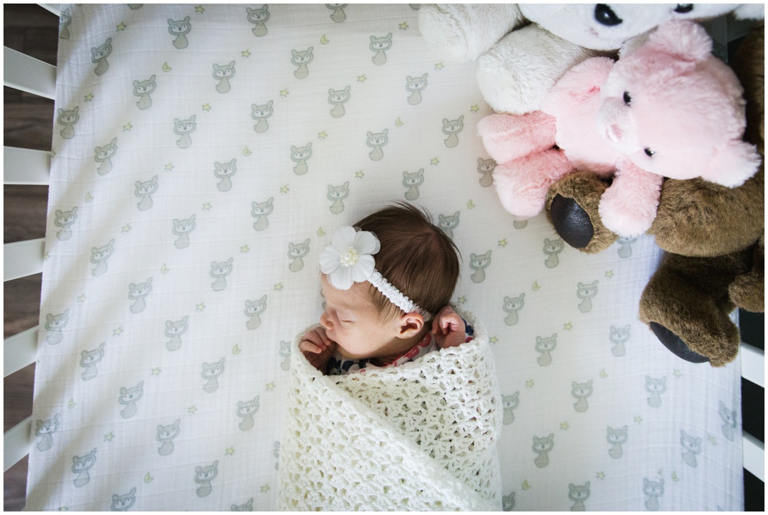 Chatham ON Lifestyle Newborn Photographer, Brittany VanRuymbeke Photos + Films, newborn baby girl in crb