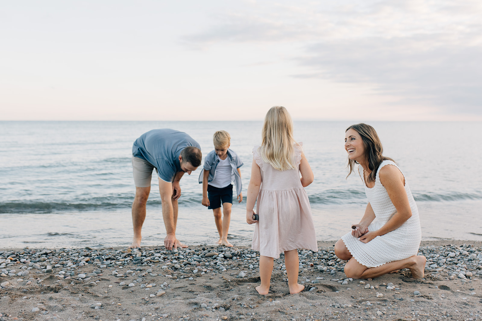 family cottage photography session at Erieau Ontario at sunset.